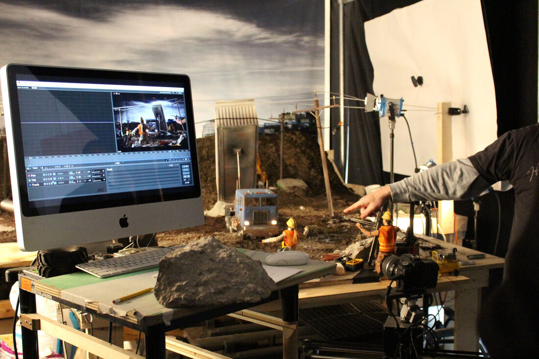The motion-control camera rig and capture software used to shoot the miniature set