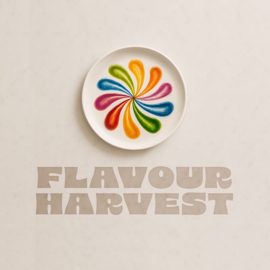 The Flavour Harvest logo on a sauce jar lid